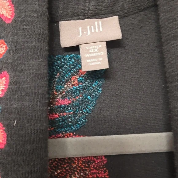J.JILL EMBROIDERED GRAY CARDIGAN. SZ 4X - Picture 4 of 5